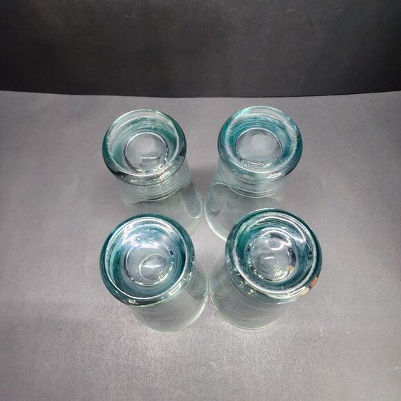 Vintage Icy Blue Etched Banded Glasses Tumbler - Set of 4 - Picture 9 of 11